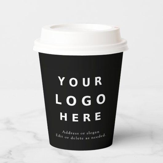 Simple Black Minimal Business Logo Custom Pappbecher (Vorderseite)