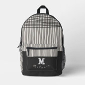 Simple black minimalist monogram and name minimal bedruckter rucksack (Vorderseite)