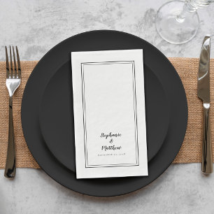 Simple Black Modern Minimalist Wedding Dinner Serviette