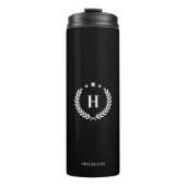 Simple Black Monogram Stylish Modern Minimalist Thermosbecher (Vorderseite)