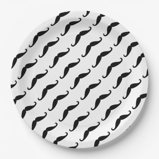 Simple Black mustache pattern on white moustache Pappteller (Vorderseite)