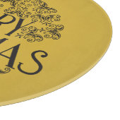 Simple Black on Gold Frohe Weihnachten | Glas Schneidebrett (Ecke)