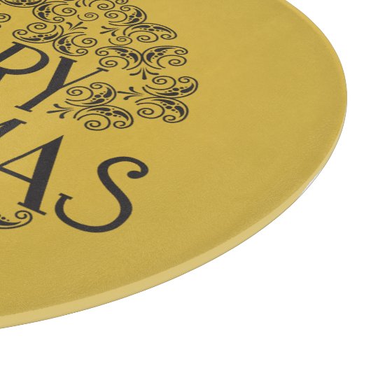 Simple Black on Gold Frohe Weihnachten | Glas Schneidebrett (Ecke)