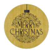 Simple Black on Gold Frohe Weihnachten | Glas Schneidebrett (Vorderseite)