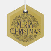 Simple Black on Gold Frohe Weihnachten | Ornament Aus Glas (Vorderseite)