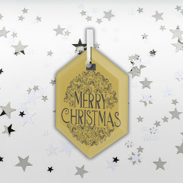 Simple Black on Gold Frohe Weihnachten | Ornament Aus Glas