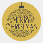Simple Black on Gold Frohe Weihnachten | Runder Aufkleber (Vorderseite)