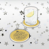 Simple Black on Gold Frohe Weihnachten | Sandstein Getränkeuntersetzer