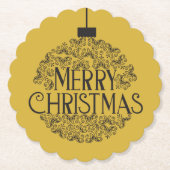 Simple Black on Gold Frohe Weihnachten | Untersetzer (Vorderseite)