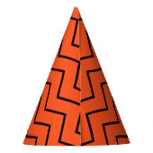 Simple Black Orange Zigzag Birthday Partyhütchen (Rückseite)