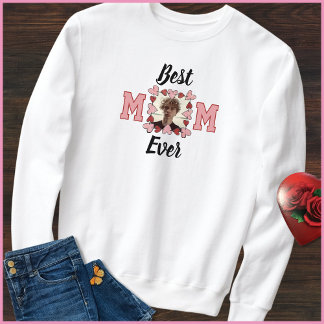 Simple Black & Pink 1 Photo Hearts Best Mom Ever Sweatshirt