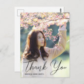 Simple Black Script Foto Abschluss Vielen Dank Postkarte (Vorne/Hinten)