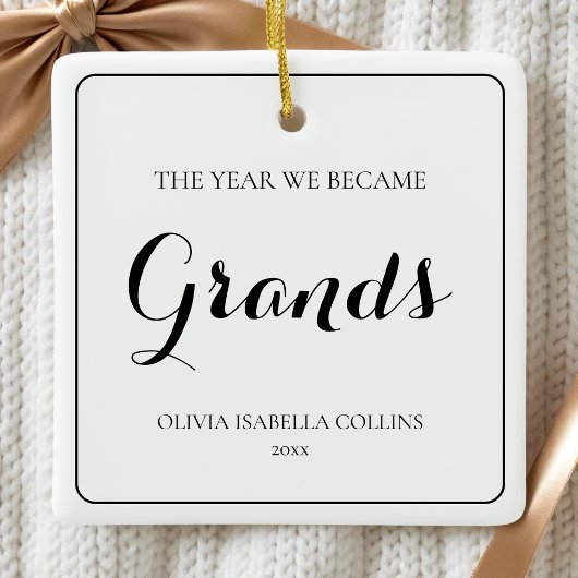 Simple Black Script Großeltern Erste Weihnachten Keramikornament