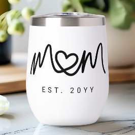 Simple Black Script Heart Mother Mom Established