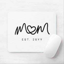 Simple Black Script Heart Mother Mom Established Mousepad