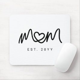 Simple Black Script Heart Mother Mom Established Mousepad