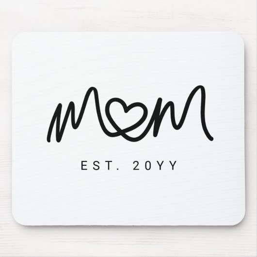 Simple Black Script Heart Mother Mom Established Mousepad (Vorne)