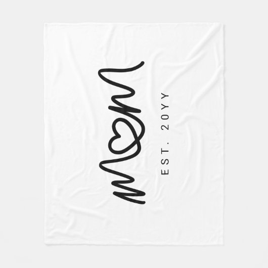 Simple Black Script Heart New Mom Established Fleecedecke (Vorderseite)