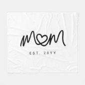 Simple Black Script Heart New Mom Established Fleecedecke (Vorderseite (Horizontal))