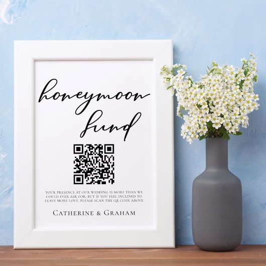 Simple Black Typography Wedding Honeymoon Fund Poster
