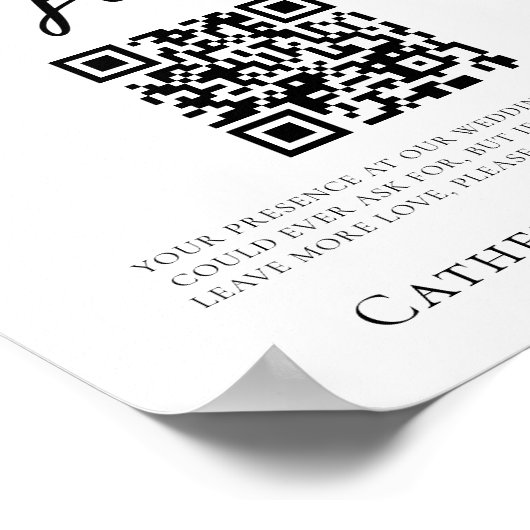 Simple Black Typography Wedding Honeymoon Fund Poster (Ecke)