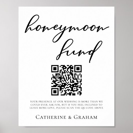 Simple Black Typography Wedding Honeymoon Fund Poster (Vorne)