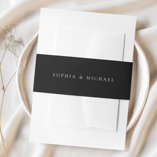 Simple Black Wedding Einladungsbanderole