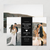 Simple Black Wedding Foto Dankeskarte (Vorne/Hinten)