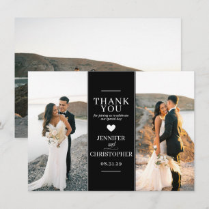 Simple Black Wedding Foto Dankeskarte