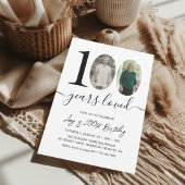 Simple Black & White 100th Birthday Party Photo Einladung