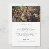 Simple Black & White 2 Photo Wedding Thank you Dankeskarte (Rückseite)