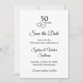 Simple Black & White 50th Wedding Anniversary Save The Date (Vorderseite)