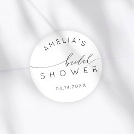 Simple Black & White Bridal Shower Runder Aufkleber