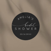 Simple Black & White Bridal Shower Runder Aufkleber