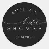 Simple Black & White Bridal Shower Runder Aufkleber (Vorderseite)
