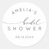 Simple Black & White Bridal Shower Runder Aufkleber (Vorderseite)