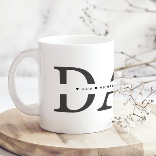 Simple Black White Dad Add Names Kaffeetasse