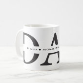 Simple Black White Dad Add Names Kaffeetasse (Vorderseite Links)