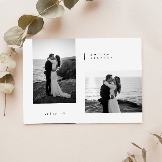 Simple Black & White Elegant Minimal Wedding Photo Einladung