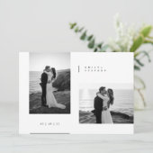 Simple Black & White Elegant Minimal Wedding Photo Einladung (Stehend Vorderseite)