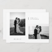 Simple Black & White Elegant Minimal Wedding Photo Einladung (Vorne/Hinten)