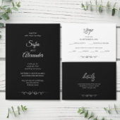 Simple Black & White Elegant Minimalist Wedding Begleitkarte