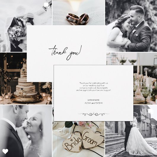 Simple Black & White Elegant Minimalist Wedding Dankeskarte