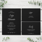 Simple Black & White Elegant Minimalist Wedding Dankeskarte
