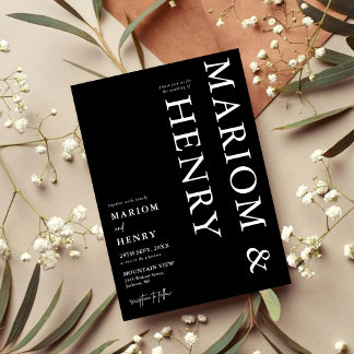 Simple Black & White Elegant Minimalist Wedding Einladung