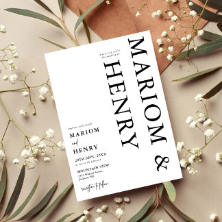 Simple Black & White Elegant Minimalist Wedding Einladung