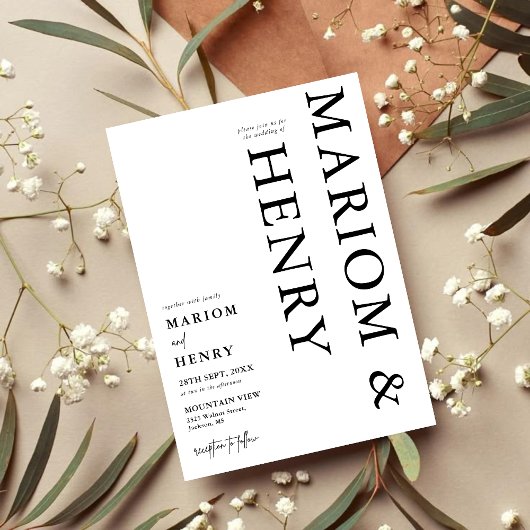 Simple Black & White Elegant Minimalist Wedding Einladung