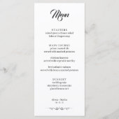 Simple Black & White Elegant Minimalist Wedding Menükarte (Vorderseite)