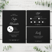 Simple Black & White Elegant Minimalist Wedding RSVP Karte