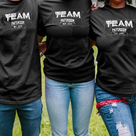 Simple Black White Family Custom Sports Team Name T-Shirt